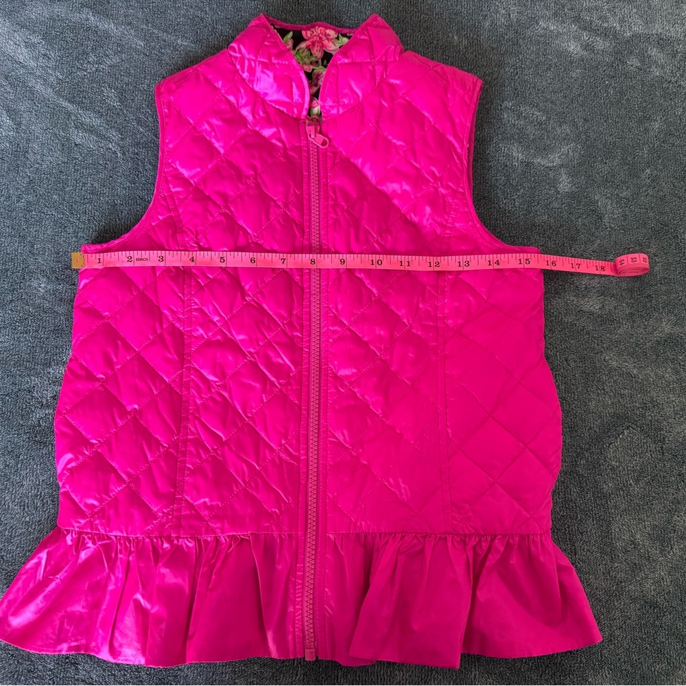 Lilly Pulitzer Girl's Pink & Floral Melanie Reversible Vest Size L 8-10 Ruffle